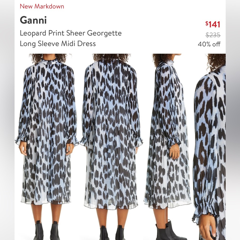 Ganni long sleeve midi dress